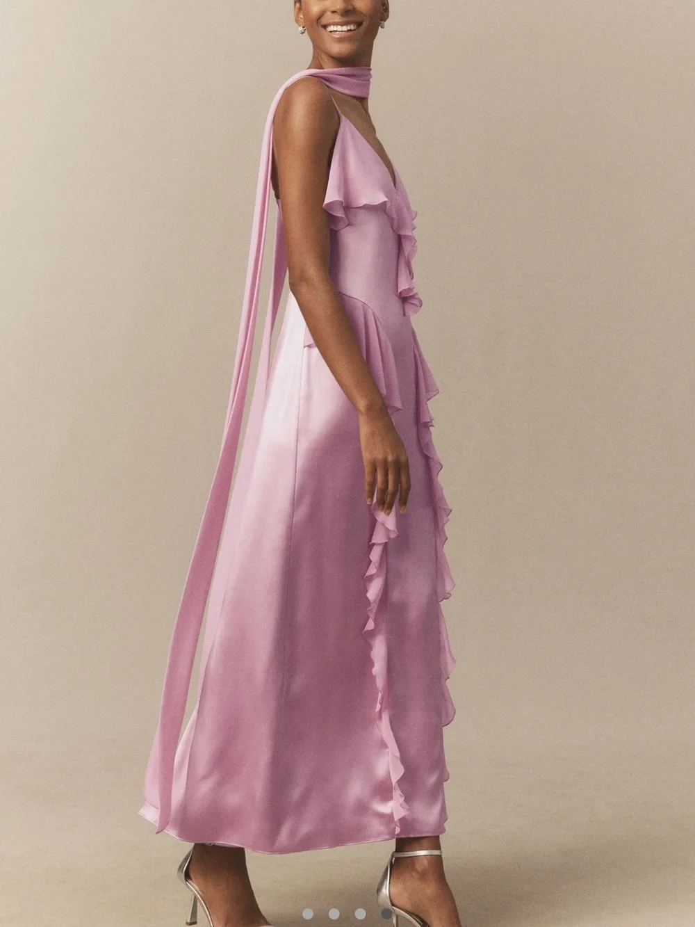 Anthropologie Lilac Ruffle Slip Maxi Dress - Picture 2 of 4